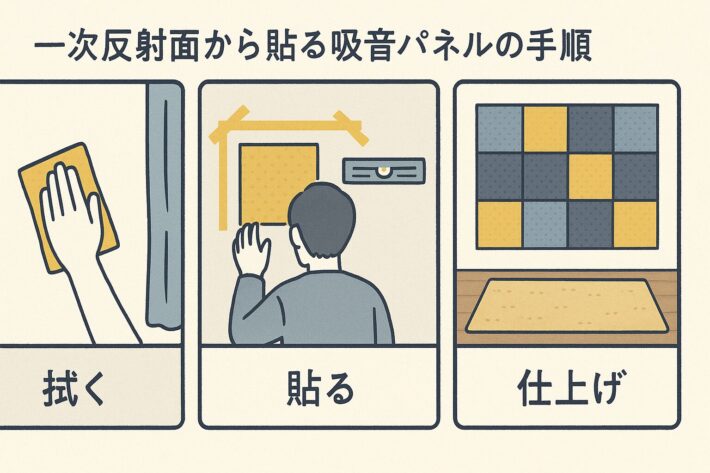 吸音パネルを貼る手順