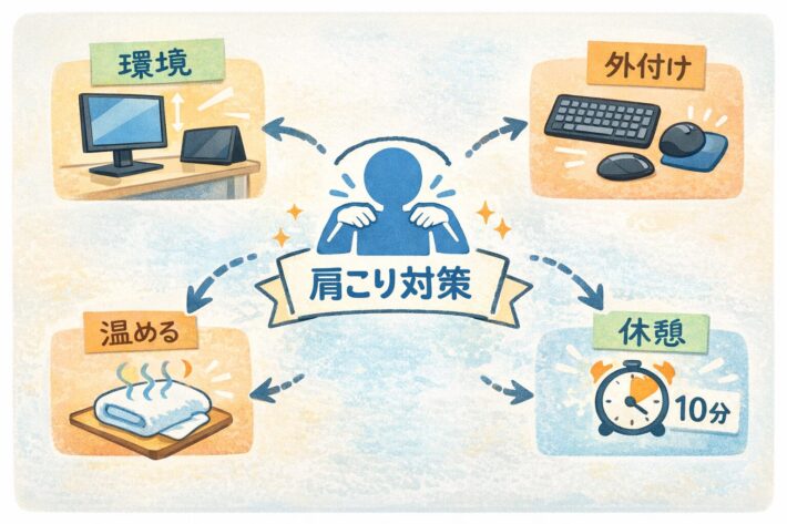 道具で肩コリ回避と緩和